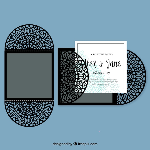 Vector stylish laser cut wedding invitation