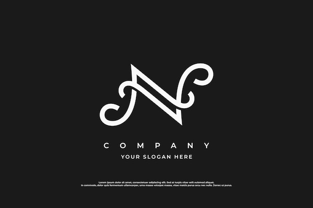 스타일리시 글자 N 로고 디자인 터