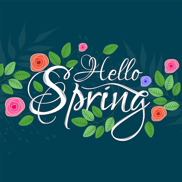 Стильная надпись Hello Spring украшена