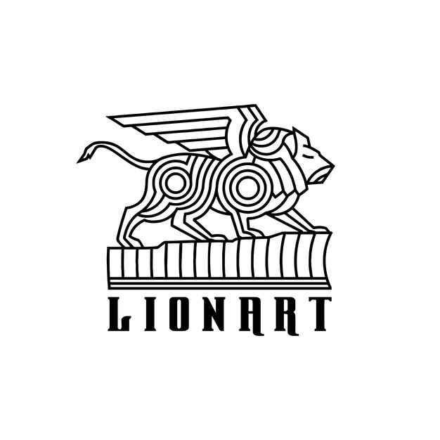 Стильный логотип в полоску со львом