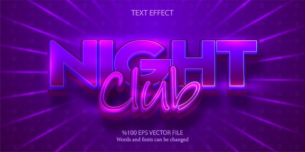 Стильный яркий таинственный редактируемый текстовый эффект Night Club