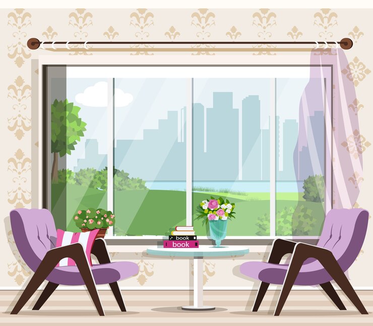 वेक्टर stylish living room interior set with armchairs