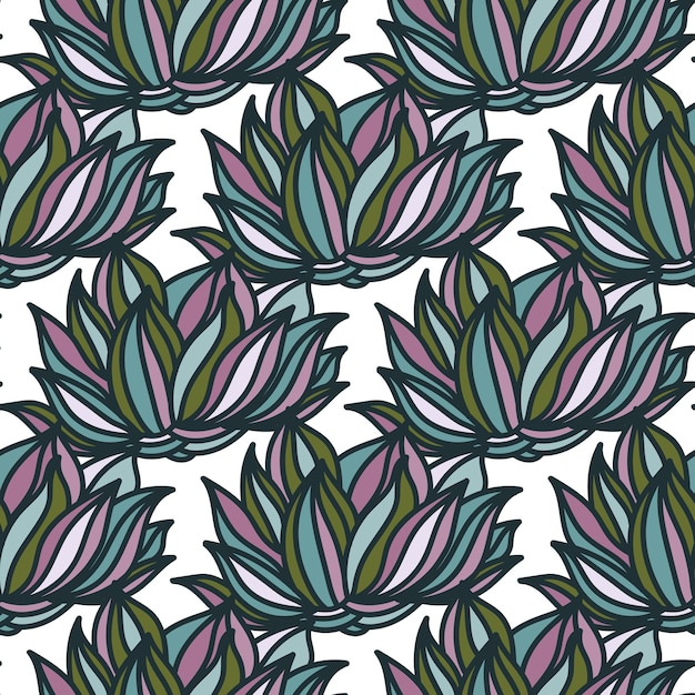 Vector stylish lotus flowers seamless pattern seamless decorative floral ornament