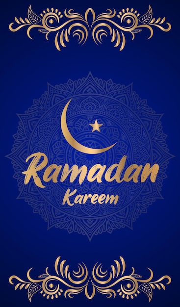 A stylish luxury Ramadan Karim background with blue color