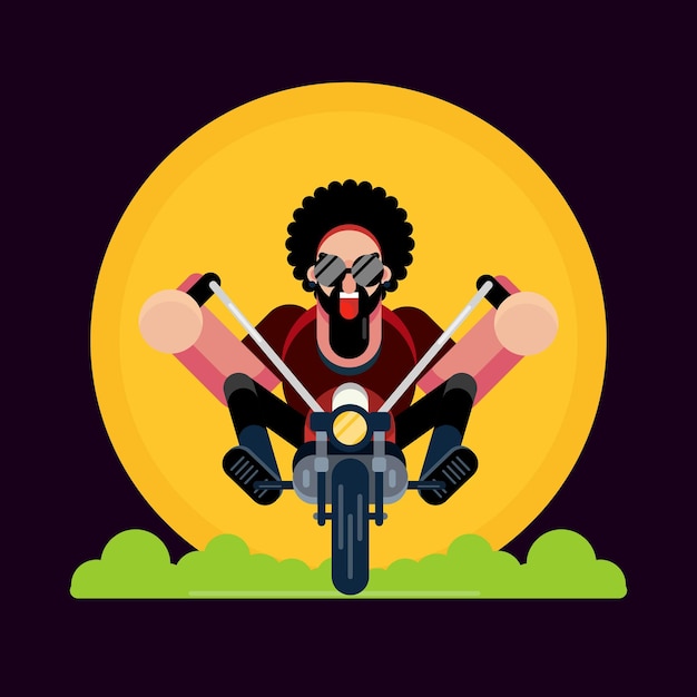 Vector stylish man riding motorcycle