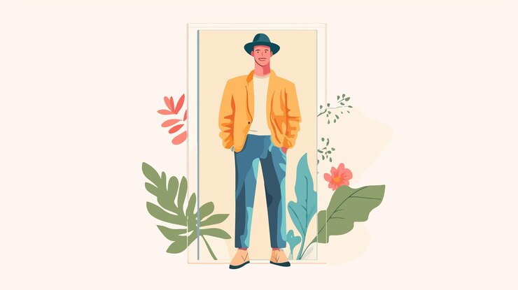 Vector stylish man wearing spring clothing flat vector illustration