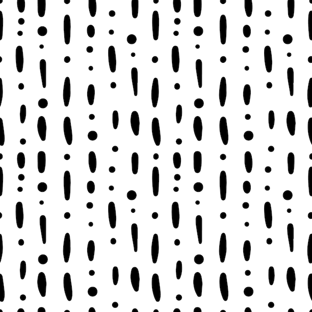 Stylish and minimalistic modern seamless pattern with black lines and dots of different sizes