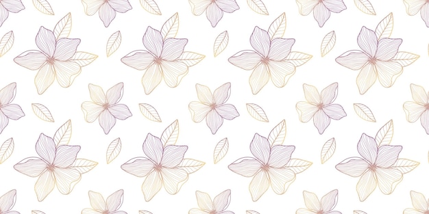 Stylish minimalistic vector seamless pattern with gold flowers on a white background for textiles wrapping paper covers wallpapers and backgrounds