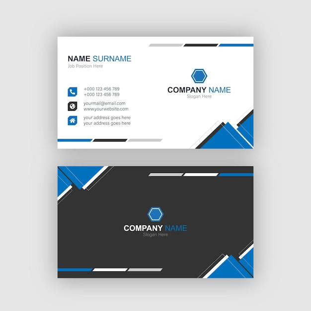 Stylish modern business card design in blue color