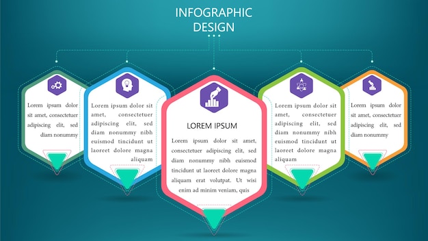 Vettore infografica moderna ed elegante con testo e forme adatte per animazioni e presentazioni