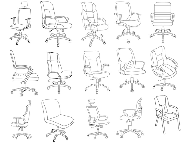 Stylish modern office chair assorted set of office chairs Vector minimal office chairs