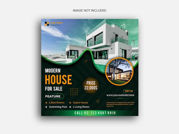Stylish Modern Real estate house property Instagram post or social media banner premium template