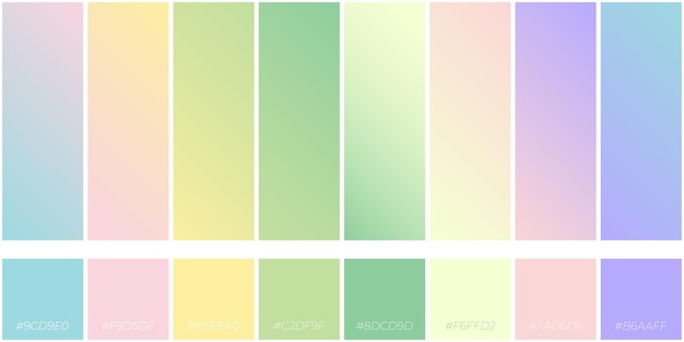 Stylish neon pastel colors gradient set color pick pallete set Trendy minimalistic soft gradient