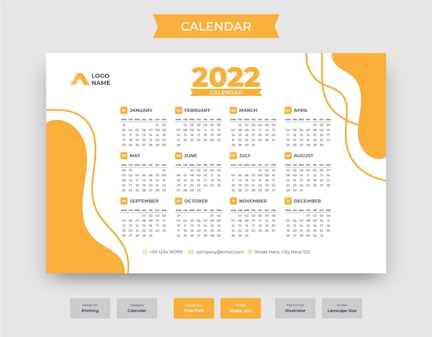 Vettore elegante calendario moderno per il nuovo anno