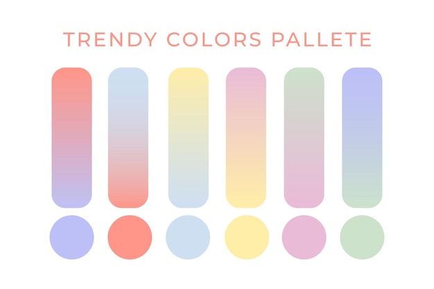 Stylish pastel gradient set color pick pastel pallete set. trendy gradient set pallete