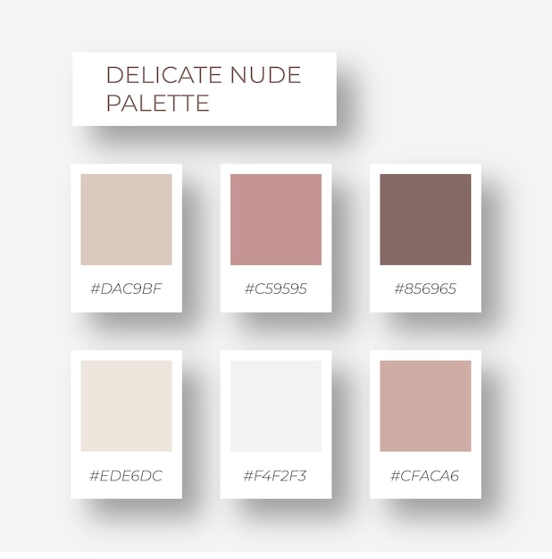 Vettore elegante set di colori pastello nudo set di palette pastello. colori moderni nudi alla moda morbidi e accoglienti