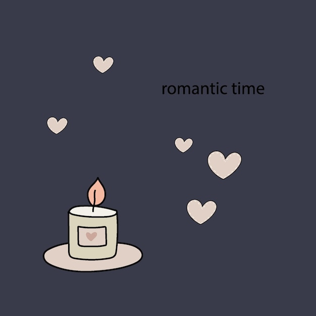 Vector stylish picture hour of romance, candle hearts