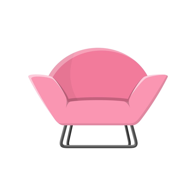 Вектор Стильное розовое удобное современное кресло в плоском стиле на белом фоне. часть интерьера гостиной или офиса. мягкая мебель для отдыха и релаксации. векторная иллюстрация