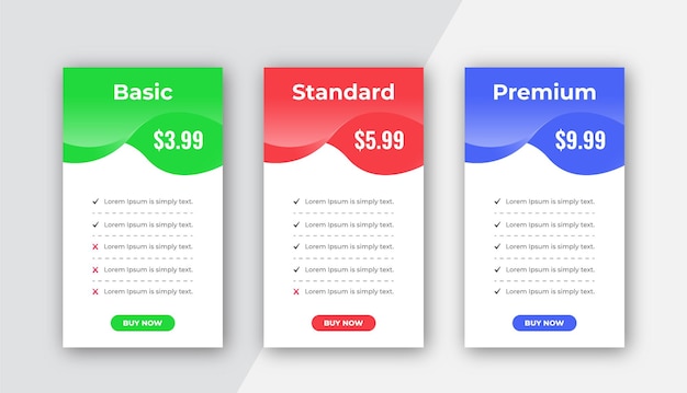 Vector stylish plans and pricing comparison template