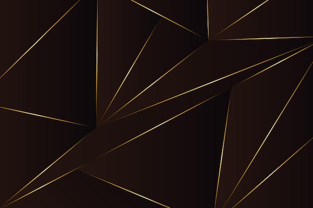 Stylish polygon in brown color with golden glitter lines geometric vector background for cover car