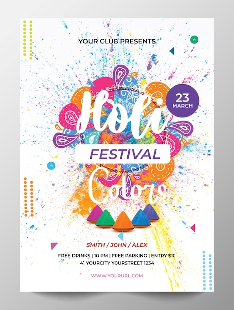 stylish pop holi festival flyer