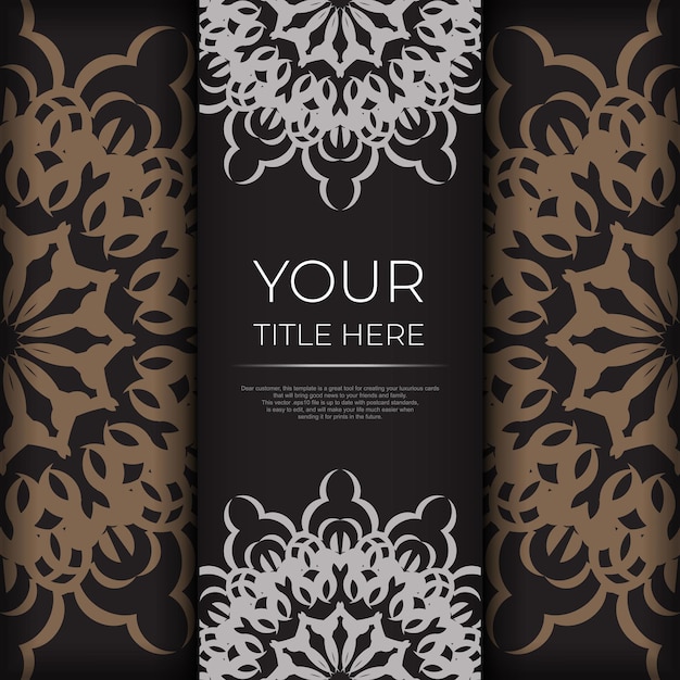 Stylish postcard design in black with Greek patterns. Vector invitation card with vintage ornament.