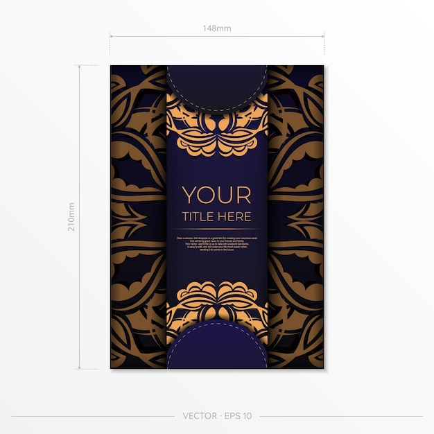Stylish purple postcard design with luxurious greek patterns vector invitation card with vintage ornament