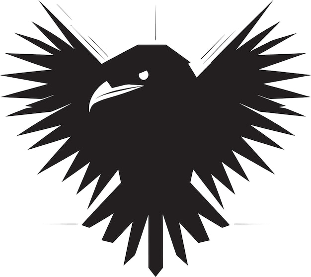 Vector stylish raven icon of distinction vintage black raven vector