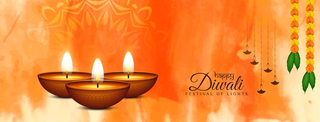 Stylish religious Happy Diwali festival banner 