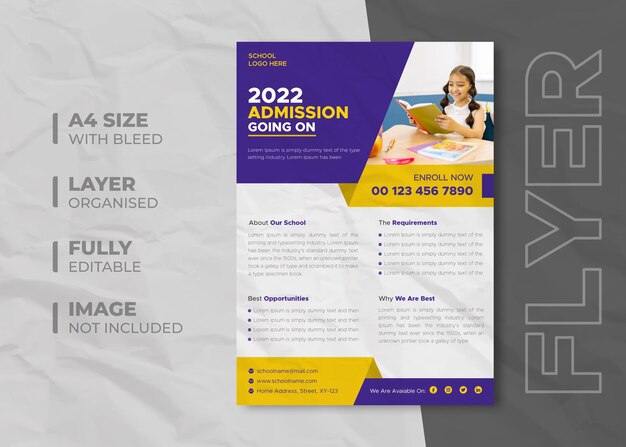 Stylish School Admission Education Flyer Design  or Brochure Cover Template