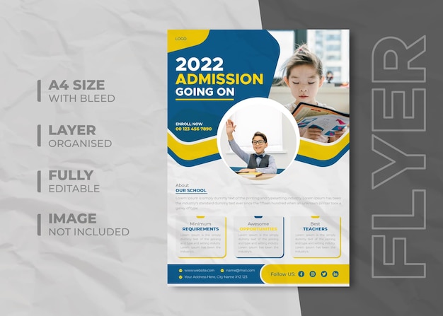 stylish school admission education flyer design  or brochure cover template
