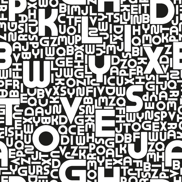 Vector stylish seamless vector alphabet pattern fashion repeatable black and white trendy background