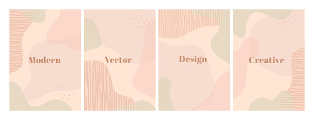 Stylish set of design template with organic abstract shapes in pastel colors