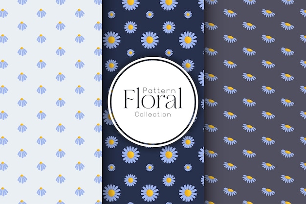 Stylish set of patterns with flowers