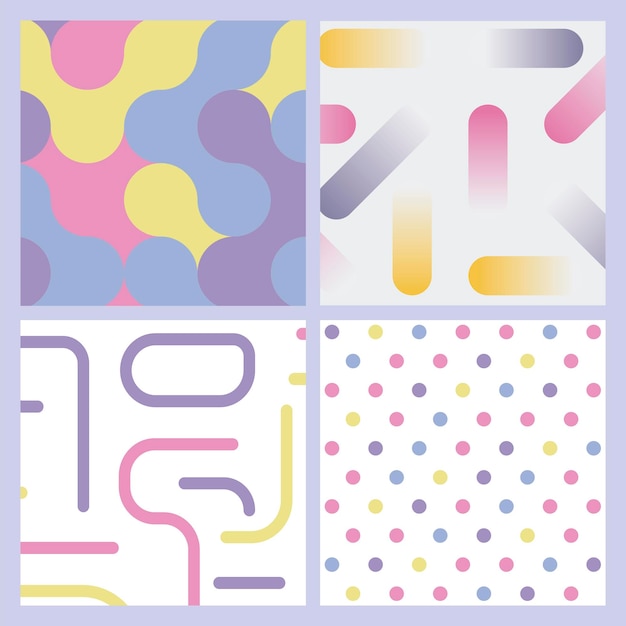 Vector stylish set of vector patterns in pastel colors