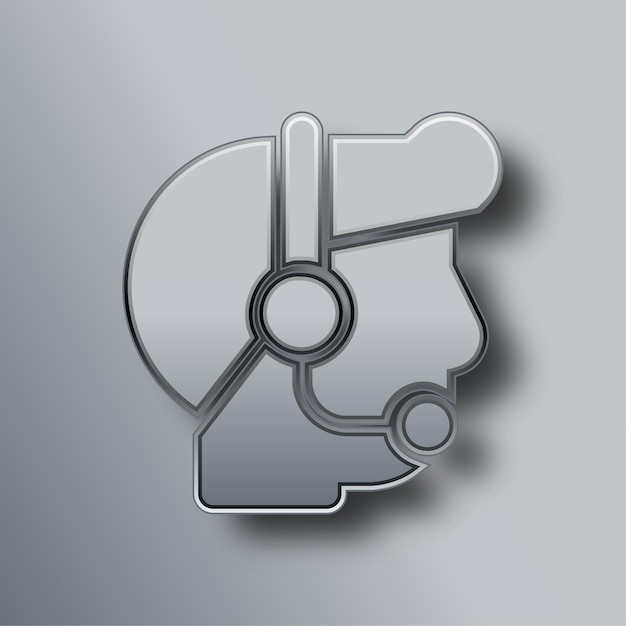 Stylish Silver Metal Contact Us Icon with Gray Background