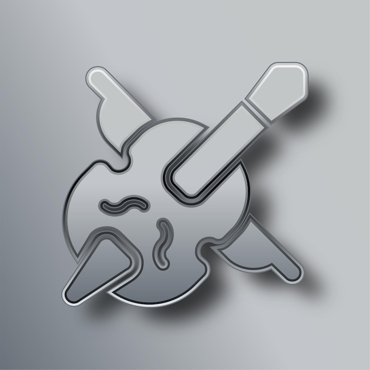 Vector stylish silver metal violine icon with gray background
