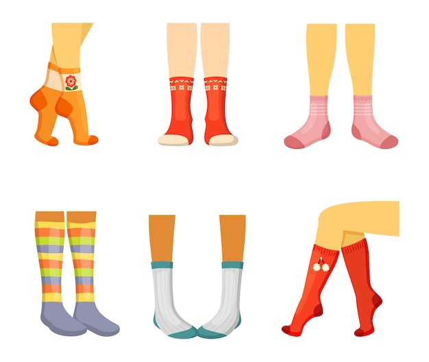 Stylish socks on legs set