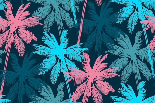 Vector stylish summer seamless pattern with palm trees