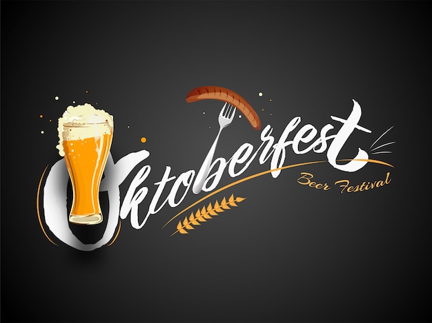 Stylish text oktoberfest beer festival with wine glass