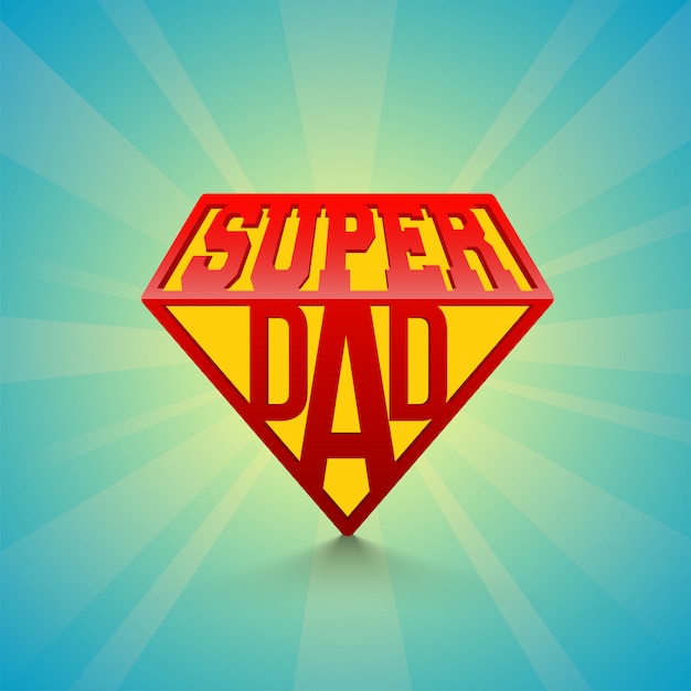 Vector stylish text super day on blue rays background. happy father's day celebration concept.