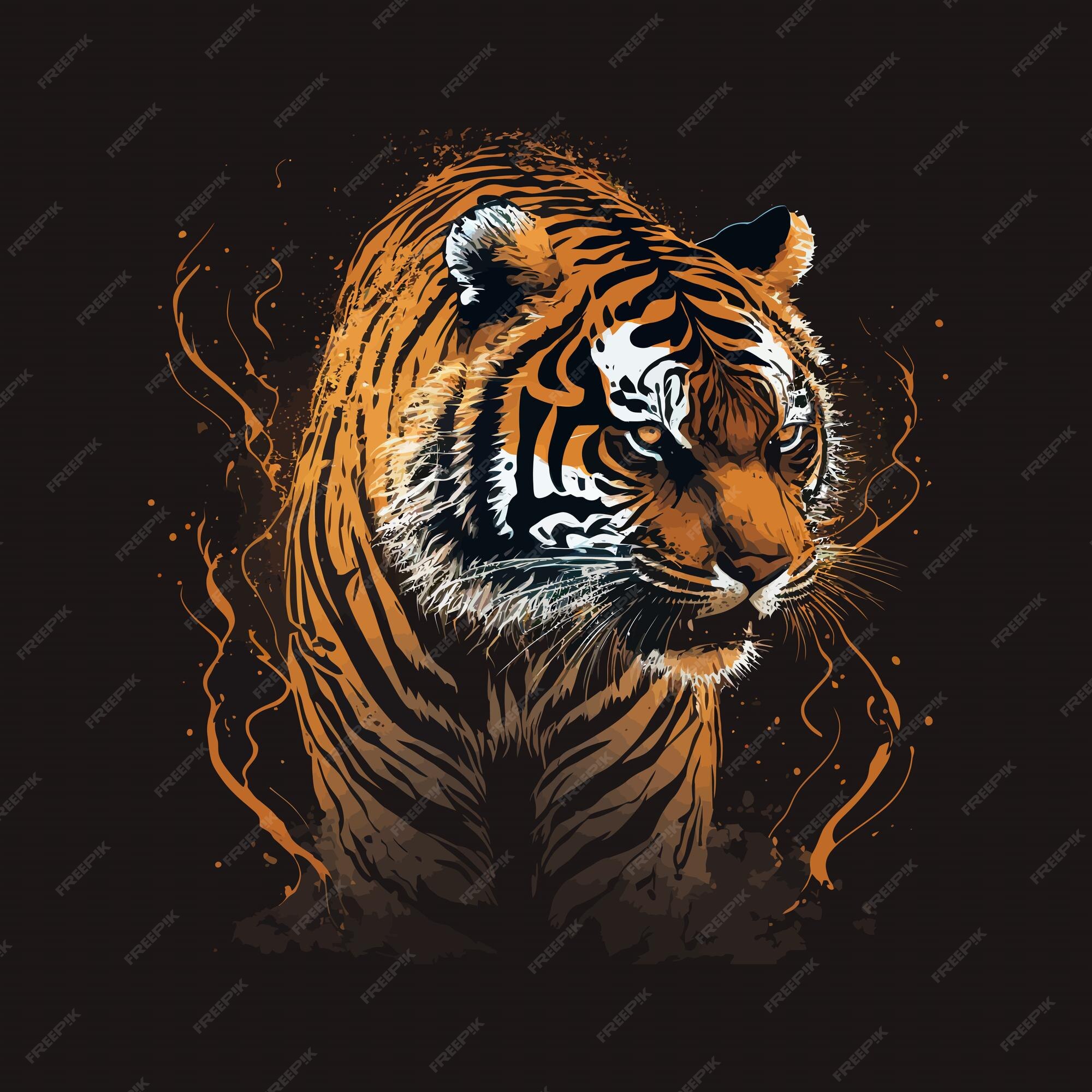 Drawing Bengal Tiger locking or big cat, Stock vector