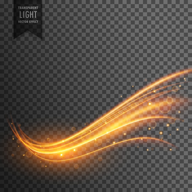 Vector stylish transparent light effect in wavy shape with trail and sparkle