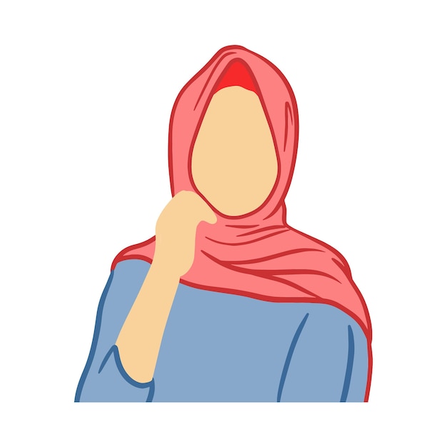 Elegante e alla moda donna hijab disegnata a mano moderna facce astratte ragazza hijab di moda perfetta per il modello di social media e lo sfondo