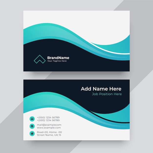 Stylish wave business card template design