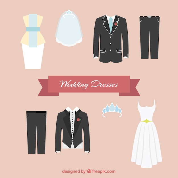 Vector stylish wedding dresses