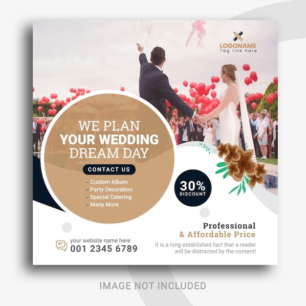 Vector stylish wedding planner social media post design