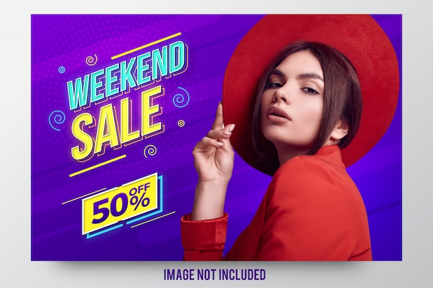 Stylish weekend sale promotion banner 