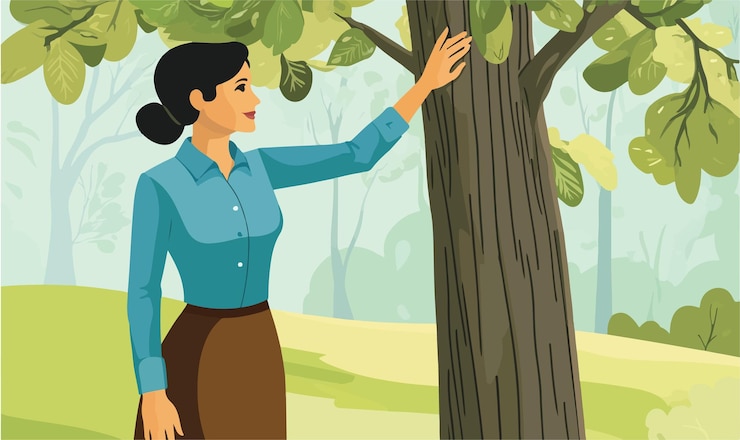Vector stylish woman in blue shirt vector illustration