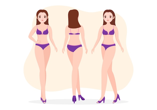 Stylish woman lingerie, bra and undies underwear with pink and purple color illustration